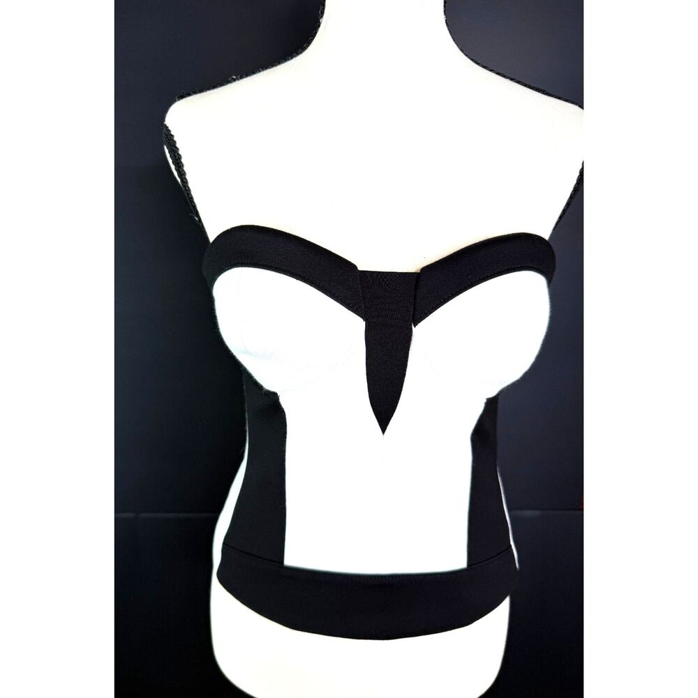 Bebe Black White Strapless Corset Bustier Top Sweetheart Size S Y2K EUC